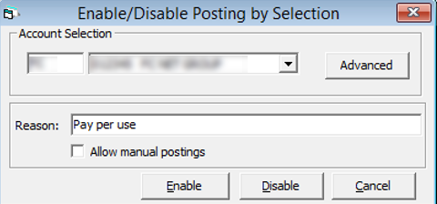 This figure shows the Enable/Disable Posting Selection