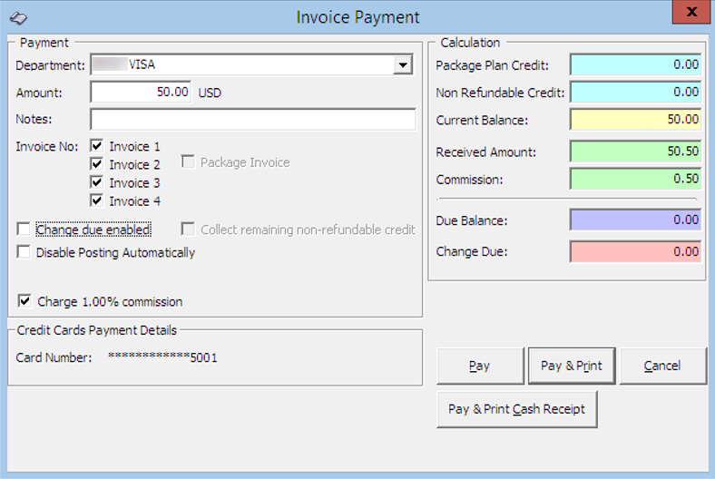 This figure shows the Invoice Payment Window
