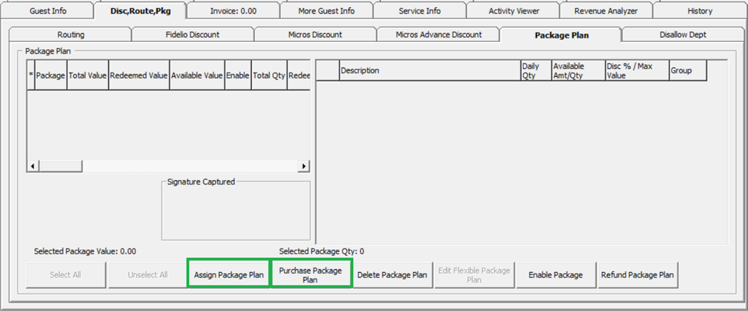 This figure shows the Package Plan Options