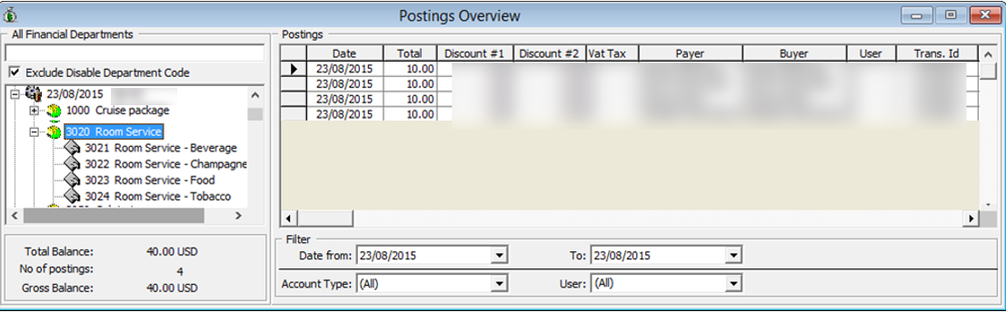 This figure shows the Posting Overview Window