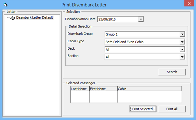 This figure shows the Print Disembark Letter