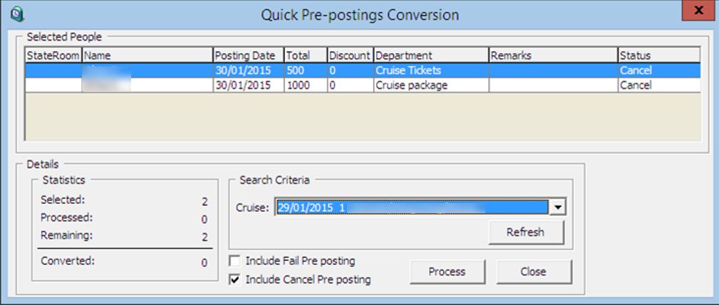 This figure shows the Quick Pre-Posting Conversion