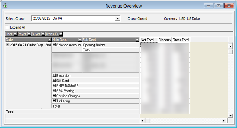 Thjs figure shows the Revenue Overview Window