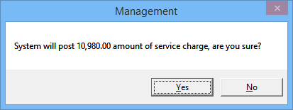 This figure shows the Service Charge Prompt