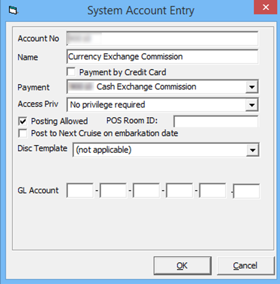 This figure shows the System Account Entry Form