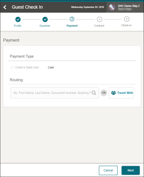 This figure shows the Mobile Check-In Payment Page