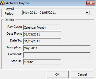 The figure shows the Activate Payroll window.
