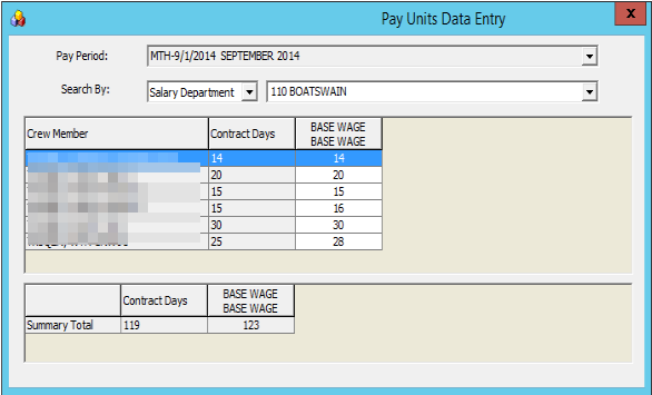 The figure shows the Pay Units Data Entry window.