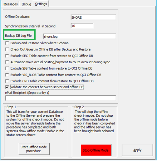 This figure shows the configuration settings in QCI Sync Interface if TDE is used.