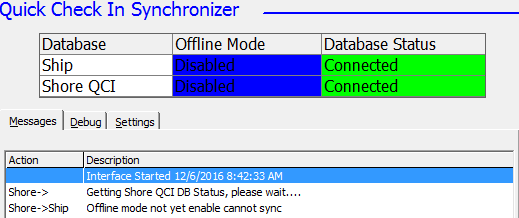 This figure shows the database connection in an Offline Mode.