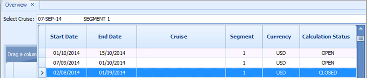 This figure shows the calculation status by cruise segment.