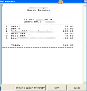This figure shows the Bill Details