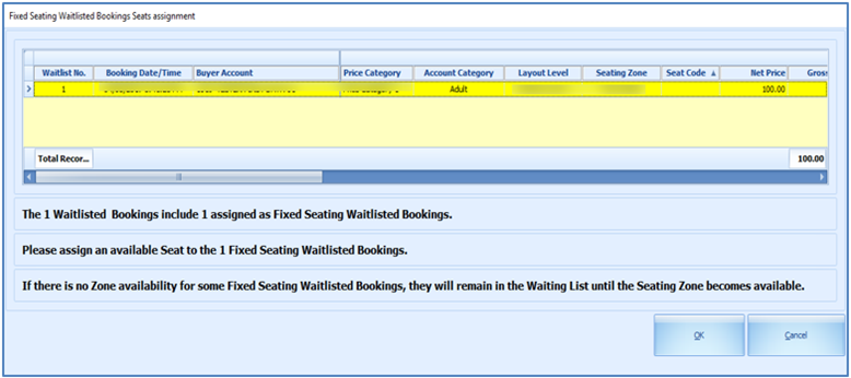 This figure shows the cancellation notice of Waitlisted Booking Seat Assignment.