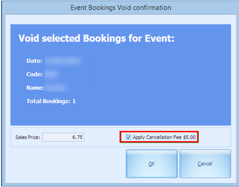 This figure shows the Void Confirmation window with option to apply a fixed cancellation fee.