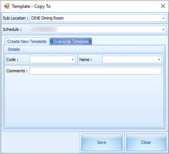 This figure shows the Schedule Template Copy To window.