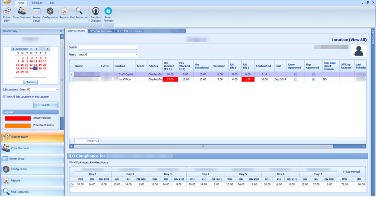 This figure shows the Daily Overview window in Time Approval Method.