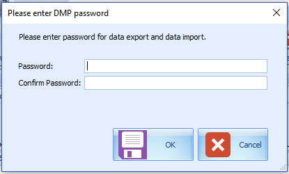 This figure shows the DMP Password input window