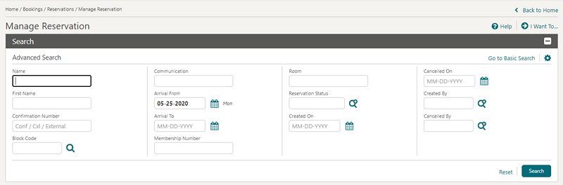 Advanced Reservation Search
