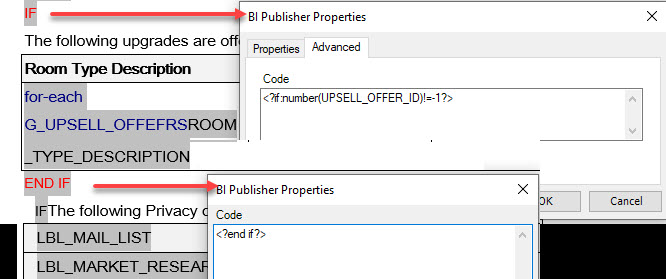 Placeholders defining conditional block between <?IF()> and <?end if?>