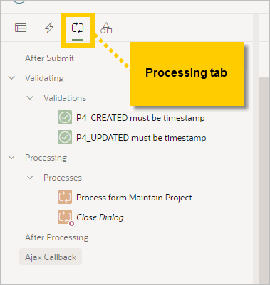 「プロセス」タブ
