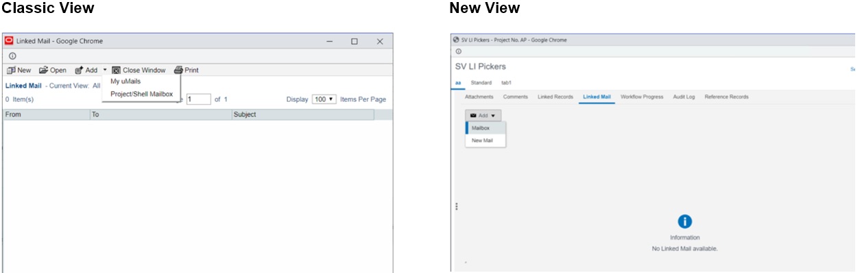Add Drop-Down List in Linked Mail Has Mailbox And New Mail