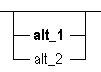 本線の下に2本のラダー埋め込み横線。 上部の埋め込み横線の単語は太字で、2番目の埋め込み横線の単語は太字ではありません。 