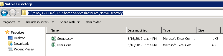 ダウンロードしたzipファイルには、グループおよびユーザーのCSVファイルが格納されています。