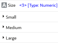 Sizeという名前の属性ディメンション(メンバーSmall、MediumおよびLargeを含む)。