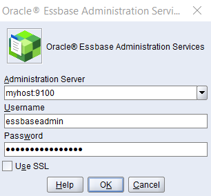 Windows用のEssbase Administration Servicesコンソール・ログイン・ページ