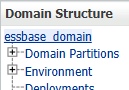 WebLogicコンソールでは、essbase_domainはドメイン構造のルートです。