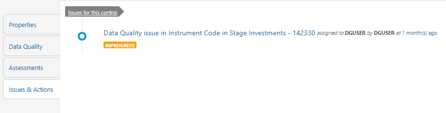 Description of Issues & Actions page follows This illustration shows the Action details for this control.