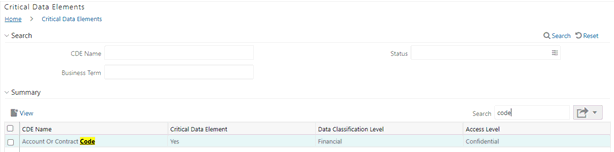 This illustration shows the summary table which lists the results with the matching keyword.