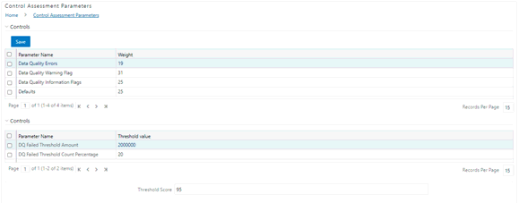 This illustration shows the Control Assessment Parameters details.