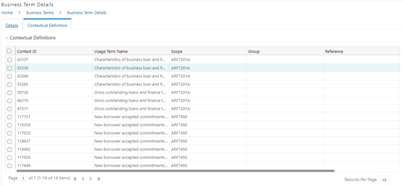 This illustration shows the fields under Contextual Definition tab.