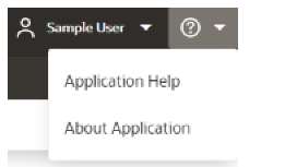 Displays the help drop-down after it is opened, including Application Help and About Application options.
