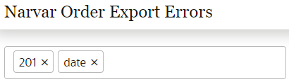 Illustrates Narvar Order Export Errors with additional filters.