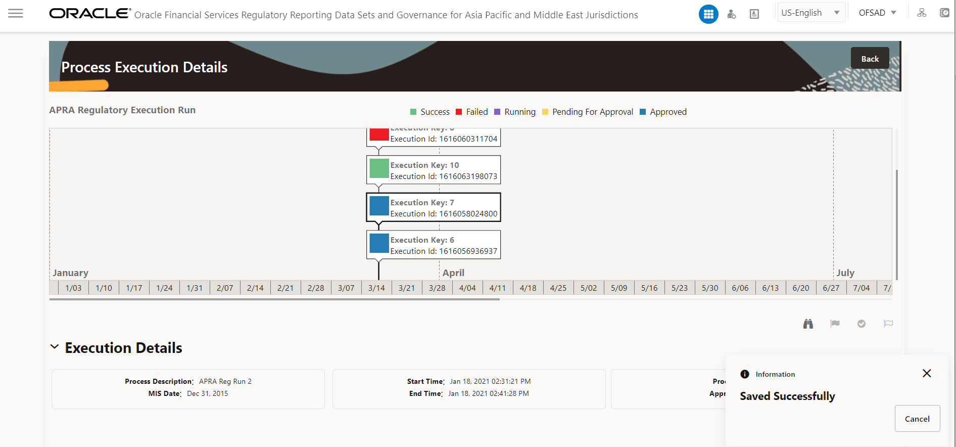 This illustration shows the overridden report flag has been saved successfully.