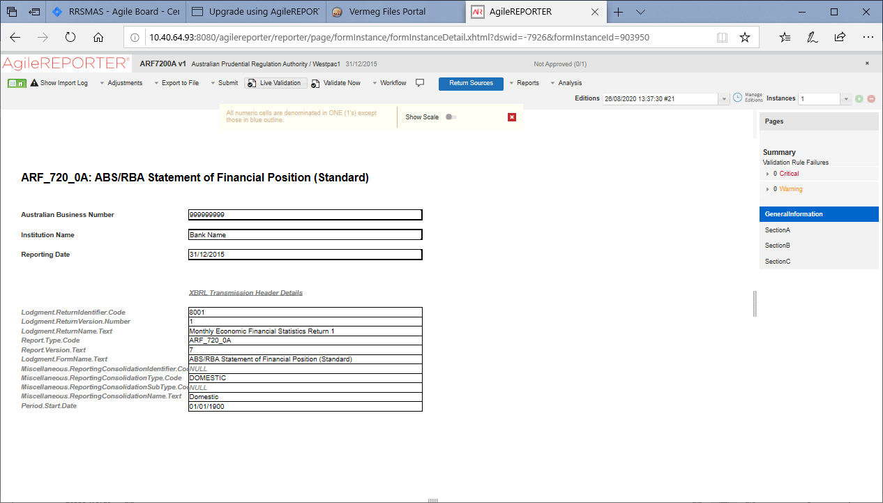 This illustration shows the list of schedules in the page instance in the application.