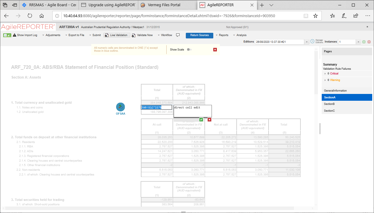 This illustration shows the amount reported in a Drill Down cell.
