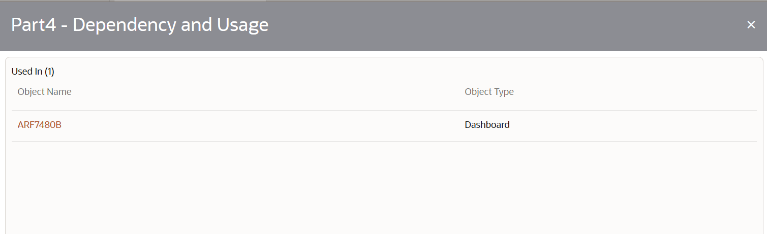 This illustration shows the Reporting Metadata schedule details such as Object Name and Object Type.
