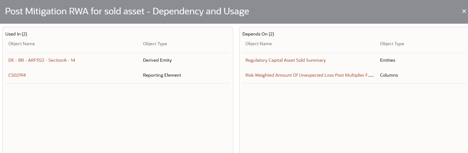 This illustration shows the Business Metadata measure details such as Object Name and Object Type.