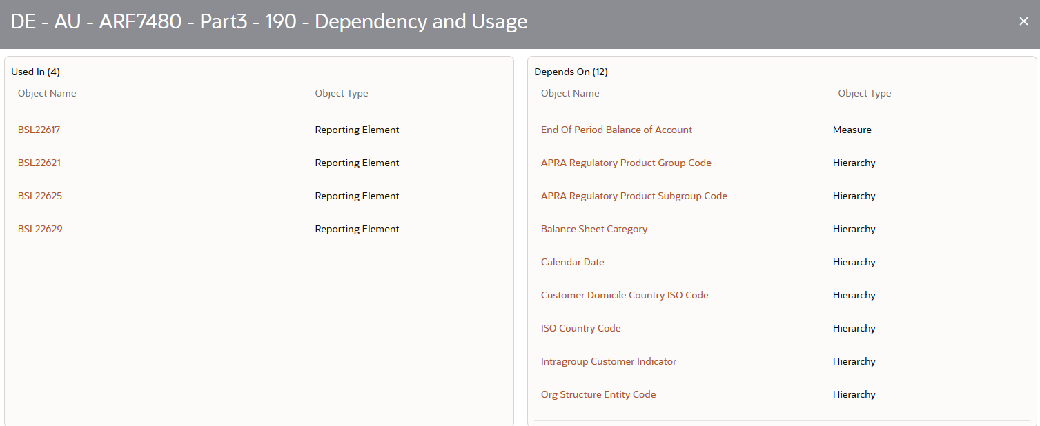 This illustration shows the Business Metadata derived entity details such as Object Name and Object Type.