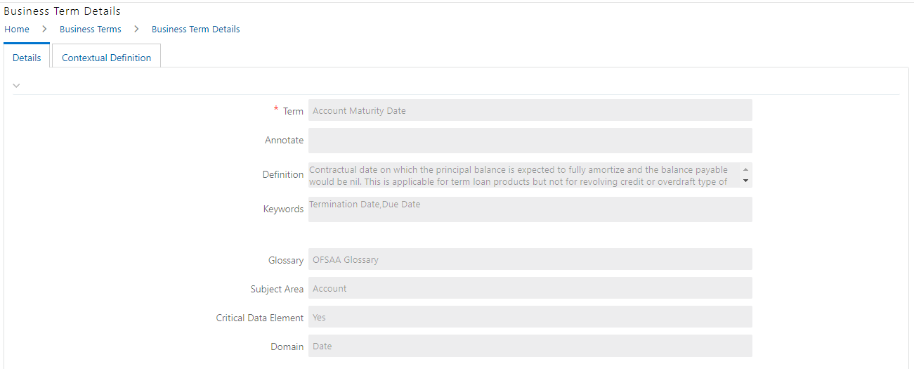This illustration shows the fields under Details tab.