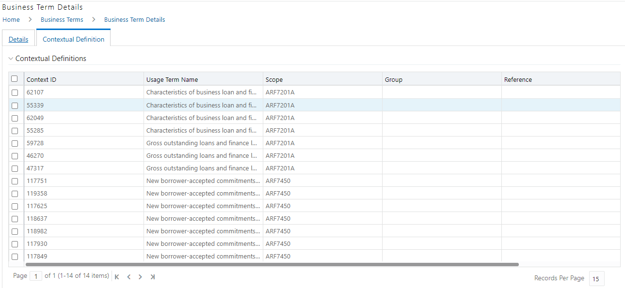 This illustration shows the fields under Contextual Definition tab.