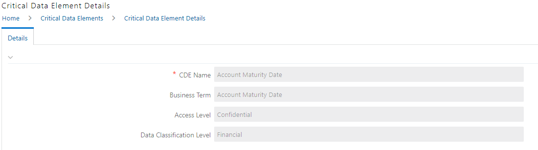 This illustration shows the fields under the Details tab.
