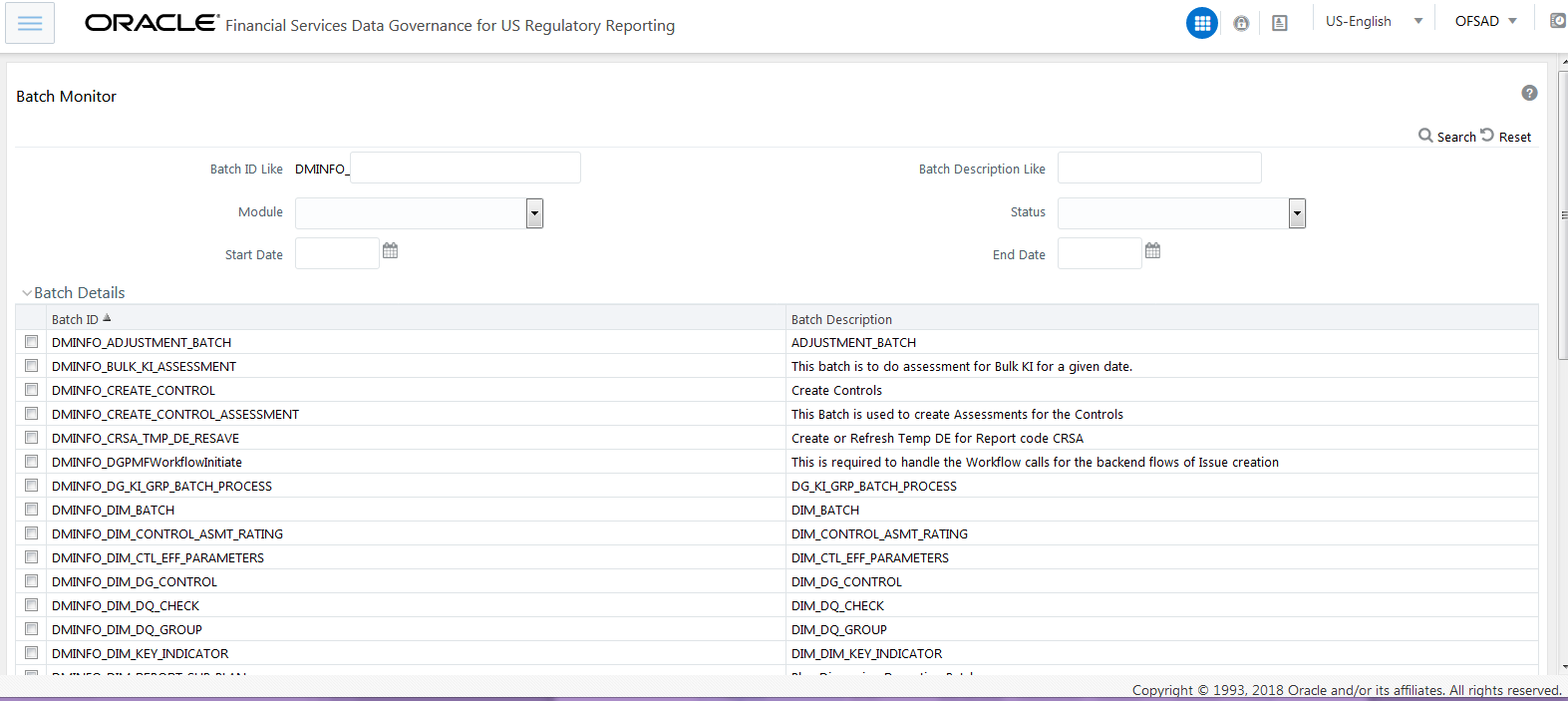 This illustration shows the Batch Monitor window where you can monitor the data adjustment batch through the Batch Monitor pane .
