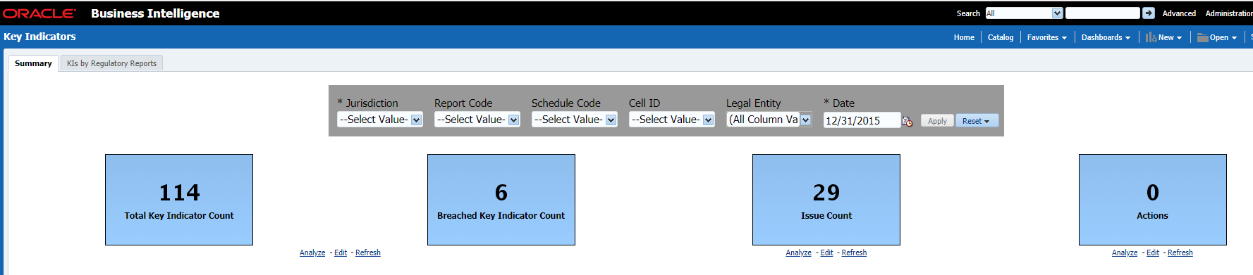 This illustration displays the Key Indicators - Summary dashboard details.