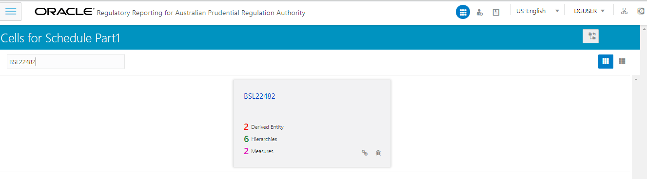 This illustration shows the Cell details for the schedule in OFS REG REP APME application.