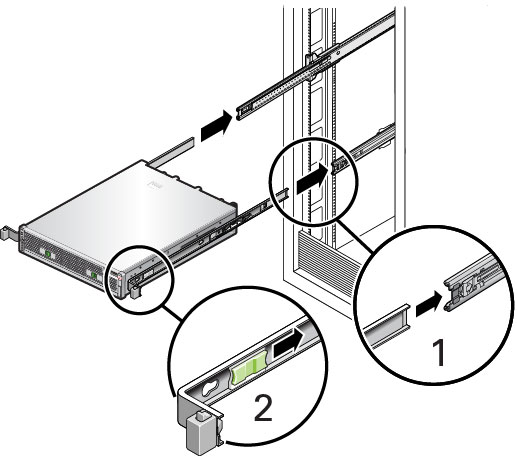 image:슬라이드 레일에 삽입 중인 섀시를 보여주는 그림