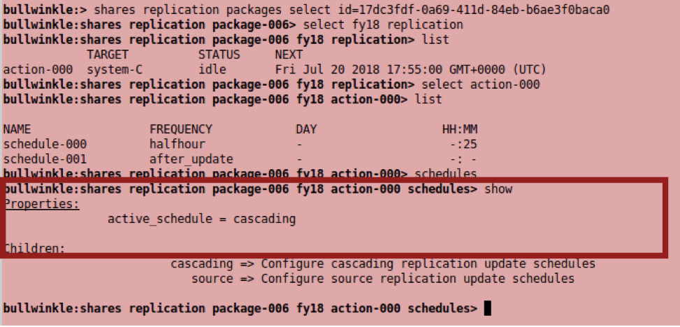 image:CLI를 사용하여 유효한 일정을 확인하는 방법을 보여주는 이미지
